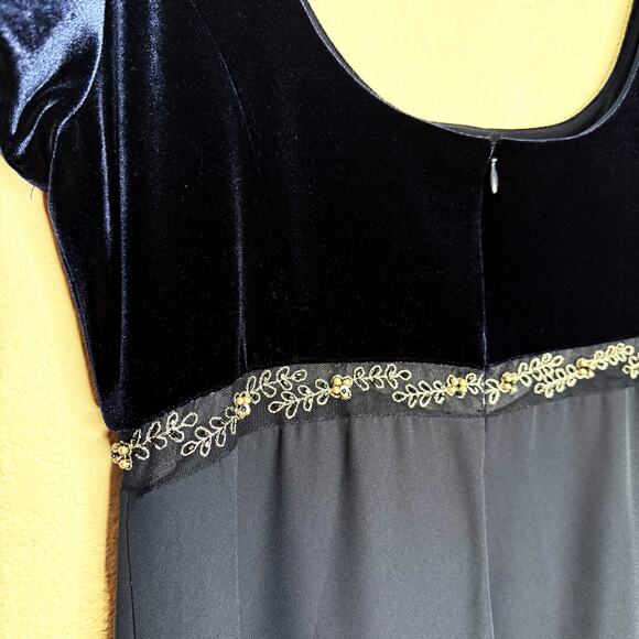 Vintage Michealangelo Coquette Velvet Empire Beaded Babydoll Maxi Gown Dress Y2K - Picture 7 of 10